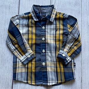 Nautica Blue and Yellow Boys Button Down Size 12 months